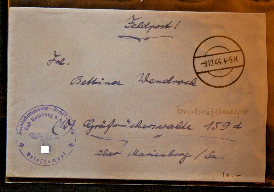 DR Feldpost II. WK Brief stummer Stempel 9.12.44 BS Orchesterschule  (56-29) - Bild 1 von 1