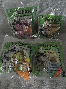Burger King 2001 Shrek Lot of 4 Happy Meal Toys #4,5,9,10 Keychain New Donkey - Picture 1 of 9