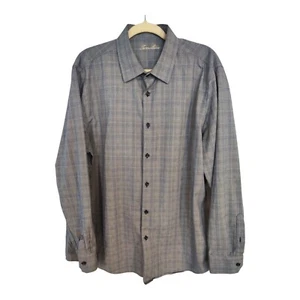 Tasso Elba Mens Shirt Size XL Blue Check Plaid Polo EUC - Picture 1 of 7