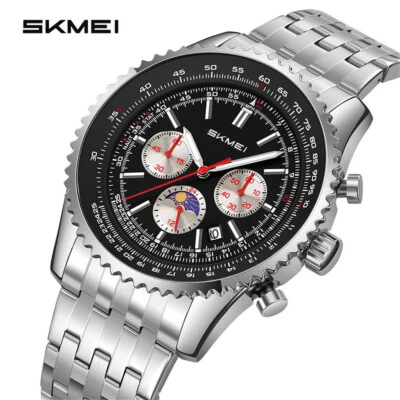 SKMEI Men's Quartz Luxury Watch Stainless Steel Calendar Waterproof Wristwatch - Image 1 of 4