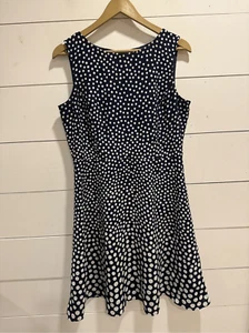 Talbots Blue White Polka Dot Dress 12P Petite - Picture 1 of 9