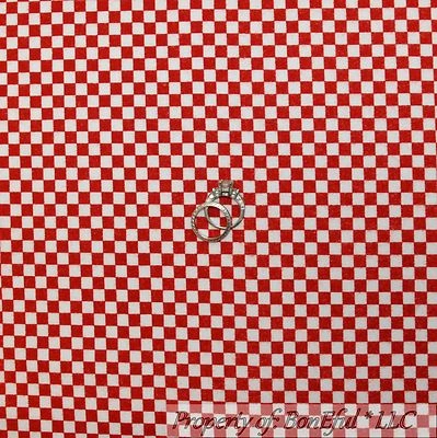 BonEful FABRIC FQ Flannel Cotton Quilt Red White STRIPE Gingham Check Boy Block - Image 1 of 4