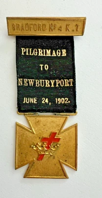 1902 Caballeros Templarios Comandancia Bradford #4 Pilgramage To Newburyport MA Medalla Foto 1 de 4