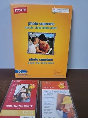 Staples Photo Supreme Paper 8 1/2" x 11" Double Sided Matte 50 Pack plus extras - Image 1 of 4
