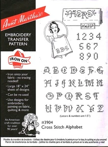 3904 Aunt Martha Embroidery Hot Iron Transfer Pattern Cross Stitch Alphabet ABCs - Picture 1 of 1