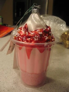 Bloomingdale's Exclusive Ice Cream Cup with Sprinkles Glass Christmas Ornament - Picture 1 of 6