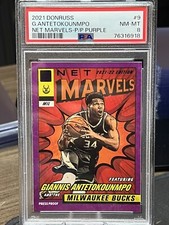 2021 Donruss Net Marvels Press Proof Purple Giannis Antetokounmpo. Psa 8