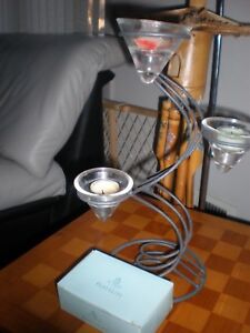 PARTY LITE 3 - tier METAL candle candelabra for the fireplace or mantel.