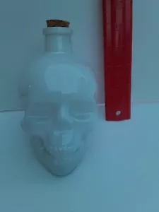 White Colored Glass Skull Poison Spell Apothecary Bottle Cork Halloween wwl - Picture 1 of 7