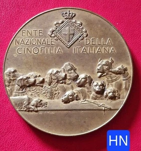 Italie - Belle Médaille En Bronze Doré 52,5 mm Nazionale Della Cinofila Italiana - Picture 1 of 3
