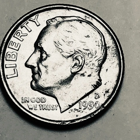 1990 D Roosevelt dime Cover