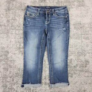 Vigoss Capri Jeans Womens 10 Heritage Fit Stretch Embellished Pocket 32x21 - Picture 1 of 17