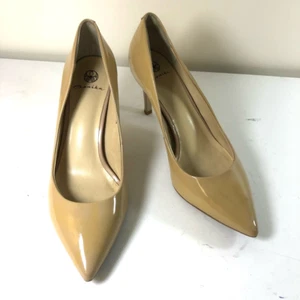 Ekonika Womens Classic Pump Slim Heels Shoes Beige Leather Pointed Toe 8 EU 38 - Foto 1 di 11