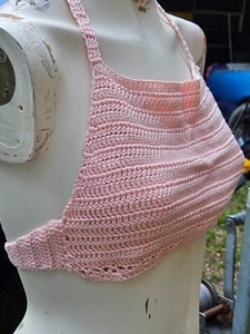 Women's Crochet Halter Top Light Pink Size XS/S - Picture 1 of 5
