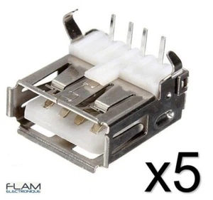 Lot de 5 connecteurs à souder USB type A femelle/5x USB solder connectors female - Foto 1 di 4