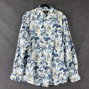 Club Room Luxury Jacobean Floral Linen Shirt Mens XXL Button Up Long Sleeve - Picture 1 of 13