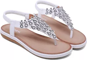 Ulogu Women's Flat Sandals Dressy Summer Beach Shoes Casual Comfortable - Picture 1 of 6