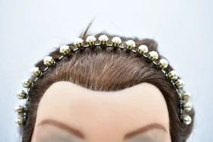 Adjustable Headband Vintage Ponytail Hair Bun Holder Ivory Pearl Bridal Party  - Picture 1 of 11