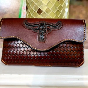 Étui téléphone en cuir Montana West Longhorn étui boucle ceinture. Couleur marron - Photo 1 sur 10