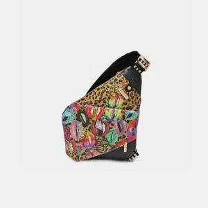 Nicole Lee USA Vegan Leather Leopard & Lip Pattern Crossbody Bag - Picture 1 of 14