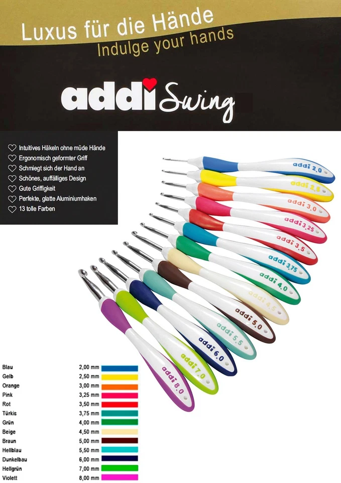 "addi Swing" Häkelnadel 16 cm mit ergonomisch geformtem Griff - Bild 1 von 2