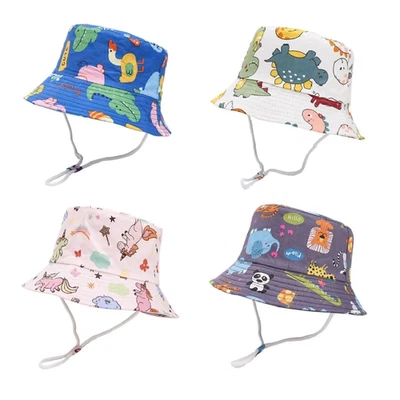 Baby Panama Sun Hat Summer Beach Cap Cartoon Fisherman Bucket Hat Boys Girls - Image 1 of 4