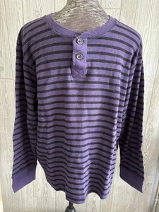 Sears Roebuck & Co. Men Size XXL Purple Black Striped Thermal Shirt - Picture 1 of 7