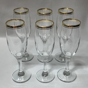 Gold Rim Prosecco Flute Glass Glasses Set Of 6 - Picture 1 of 23