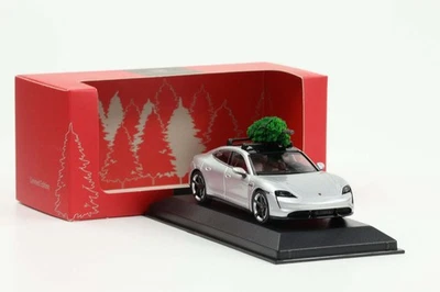 1:43 Porsche Taycan Turbo S argento dolomite albero di Natale minichamps wap - Immagine 1 di 4