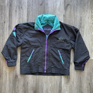 Vintage SWINGSTER CORVETTE Hooded Jacket Windbreaker Sz Medium Purple Teal Black - Picture 1 of 16