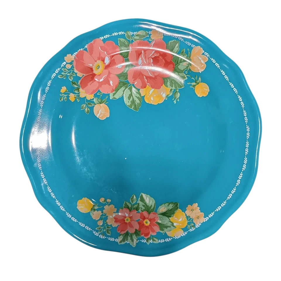 "Plato de ensalada festoneado vintage floral verde azulado 8,5"" Pioneer Woman repuesto" Foto 1 de 2