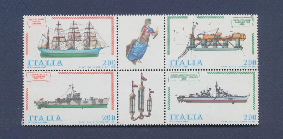 ITALY  - Scott 1435-1438a - MNH Block of four - - ships - 1980 - Image 1 of 1