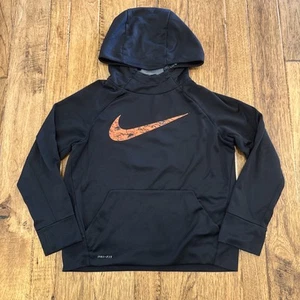 Nike Boys Youth Dri-Fit Black/Orange Sweatshirt Hoodie, Size Small - EXCELLENT - Picture 1 of 7