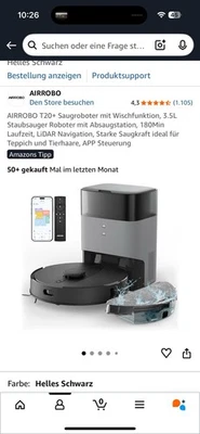 AIRROBO T20+ Saugroboter mit Wischfunktion, 3.5L Staubsauger Roboter mit Absaugs - Bild 1 von 3