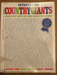 72 COUNTRY Giants Greatest Hit Of Country Stars 1970's Easy Piano Organ - Picture 1 of 1