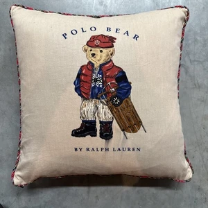 Polo Bear by Ralph Lauren Decorative 18" Pillow Snow Sled Ski Winter Americana - Picture 1 of 11