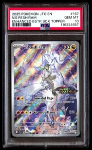 PSA 10 Reshiram Di N. 167 Pokemon Jtg En Journey Together 2025 Migliorata - Foto 1 di 3