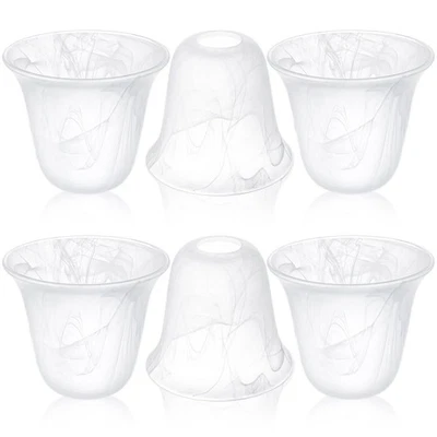 6 Pcs Bell Shaped Alabaster Glass Lamp Shade Replacement Globe Ceiling Fan Li... - Image 1 of 4