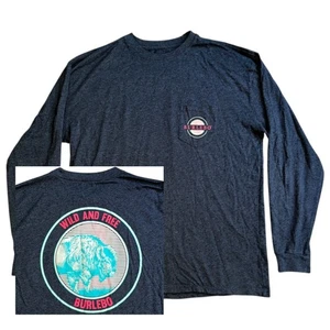 Burlebo Wild and Free Buffalo T-Shirt Mens Sz XL Gray Long Sleeve Pocket - Picture 1 of 8