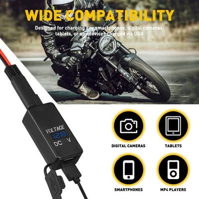 Carregador de energia USB universal preto à prova d'água para motocicleta 12V novo - Imagem 1 de 4