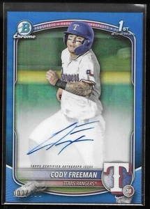 Cody Freeman | 2025 Bowman 1st Bowman True Blue Refractor automático #d/150 - Rangers - Imagen 1 de 2