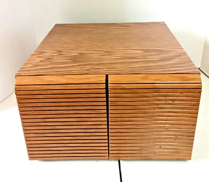 CD Aufbewahrung für 40 Compact Discs Organizer Schrank Holzimitat 2 Schubladen - Vintage - Bild 1 von 5