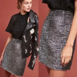 Anthropologie Hutch FAB! Mini Metallic Tinsel Sequins Shimmer in Black Silver M - Picture 1 of 7