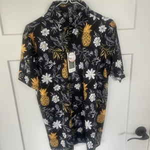 Suntasy Mens Dry Fit Performance Polo UPF 50+ S/S Floral Pineapple Golf Shirt M - Picture 1 of 9