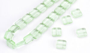 10 Peridot Chicklet Square Czech Glass Beads 8MM