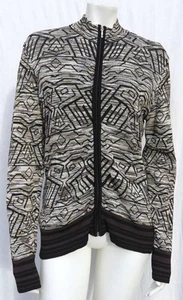 Coldwater Creek stretch knit zig zag zip cardigan sweater top size M 10 12 - Bild 1 von 5