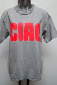 LÄSSIGES KURZARM SHIRT WASH OUT LOOK JEANS ' CIAO' GRAU NEON PINK - Bild 1 von 3