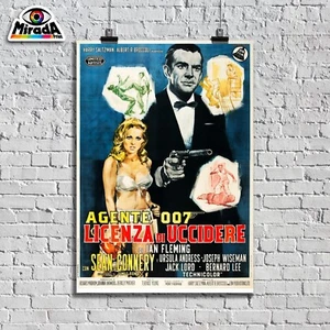 POSTER VINTAGE LOCANDINA JAMES BOND AGENTE 007 LICENZA DI UCCIDERE SEAN CONNERY - Foto 1 di 1
