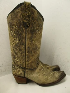 Bota Circle G de cuero marrón envejecido punta corta bordada para mujer talla 10 M - Imagen 1 de 12