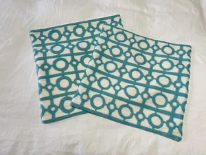West Elm | Set 2 | Crewel Turquoise Blue White Patterned Pillow Covers 17” X 17” - Picture 1 of 7
